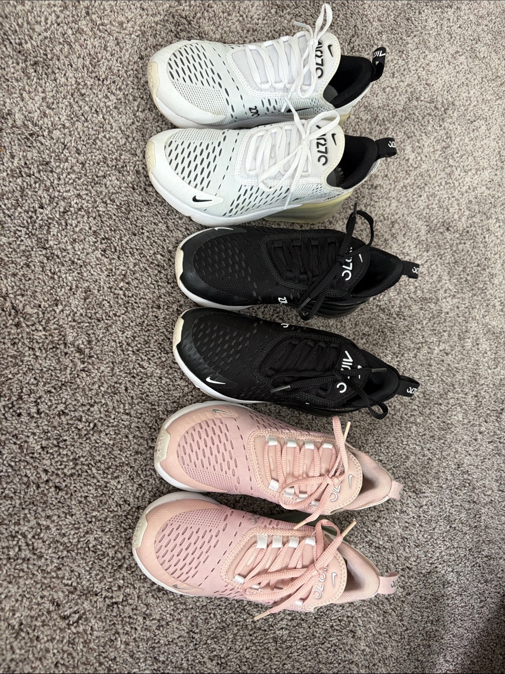 Nike Women's Air Max 270 Sneakers Trio in White, Black & Pink